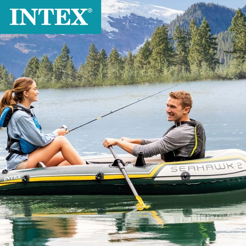 Inflatable Rubber Boat with Air Cushion, Fishing Kayak, Outdoor Activities, Intex68347