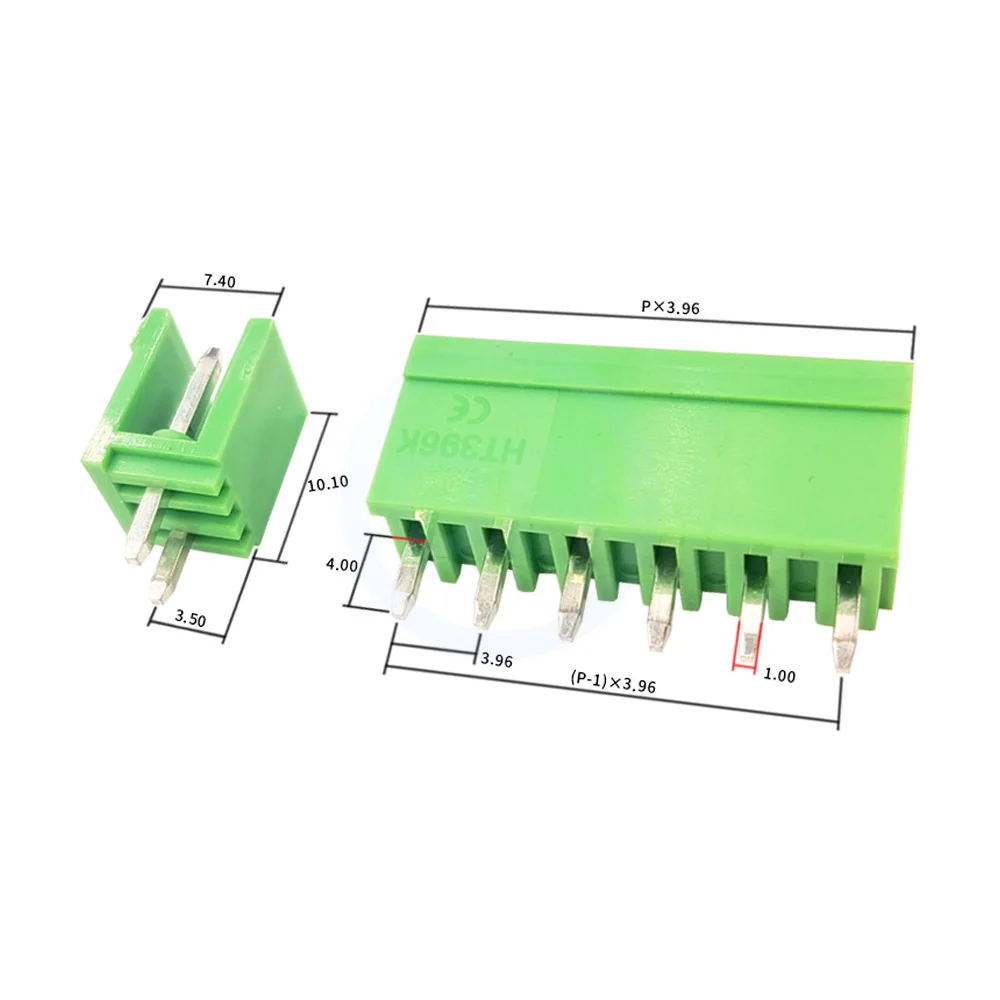 (10 pcs) KF396V-3.96 3.96MM Plug-in Terminal Block HT396 Green Straight Pin Header 2-12Pin