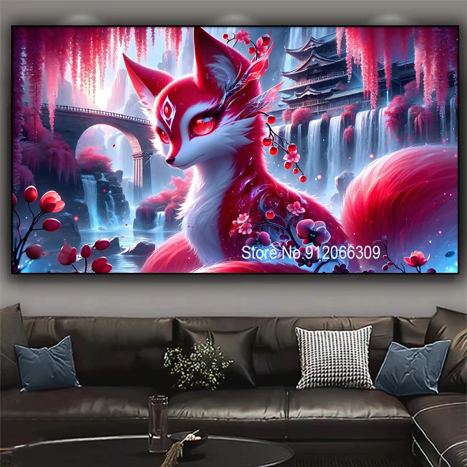Stunning Red Fox Diy Diamond art Painting New 2025 Big Size Mosaic jewelry Cross stitch Fantasy Waterfall landscape Home Decor