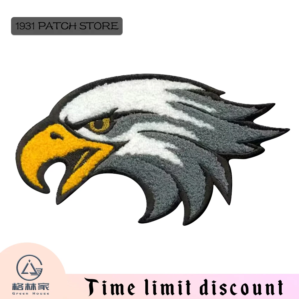 

Eagle Chenille Patches Embroiderey Patches Iron on Appliques for Garment Jackets Coat T-shirts Backpack Cartoon Animal DIY