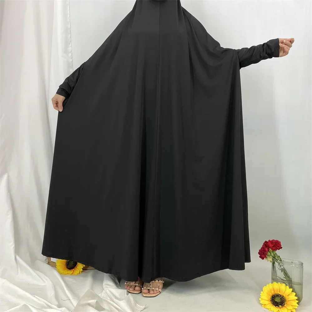 Muslim Abaya Hooded Smocking Sleeve One Piece Prayer Dress Women Jalabiya Islam Clothing Dubai Robe Turkey Kaftan Eid Djellaba