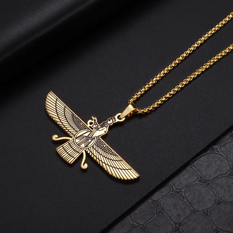 فاسق الذهب اللون أهورا مازدا نار الضوء والحقيقة تميمة الزراديوية القلائد للرجال