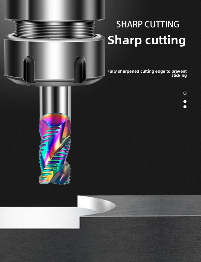 Hartmetall-Schlichtfräser 70HRC 4-Schneiden 65HRC 3-Schneiden Kurze Klinge für Aluminium Hartlegierter Stahl – Detail 6