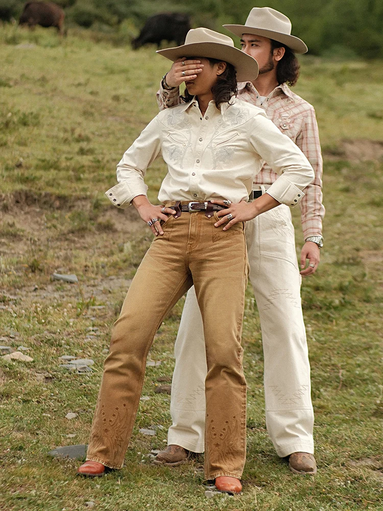 

Western Series Rattlesnake 6OZ Red Ear Sails Ready-to-wear Dyeing Splicing 747 Flared Pants MBBCAR Narrow Range Jeans