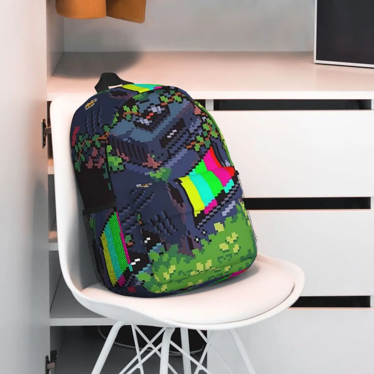 Cartoon TV Bars Signal Error Backpack Student BookBag Kids School Bag Laptop Shoulder Bags for Boys Girls