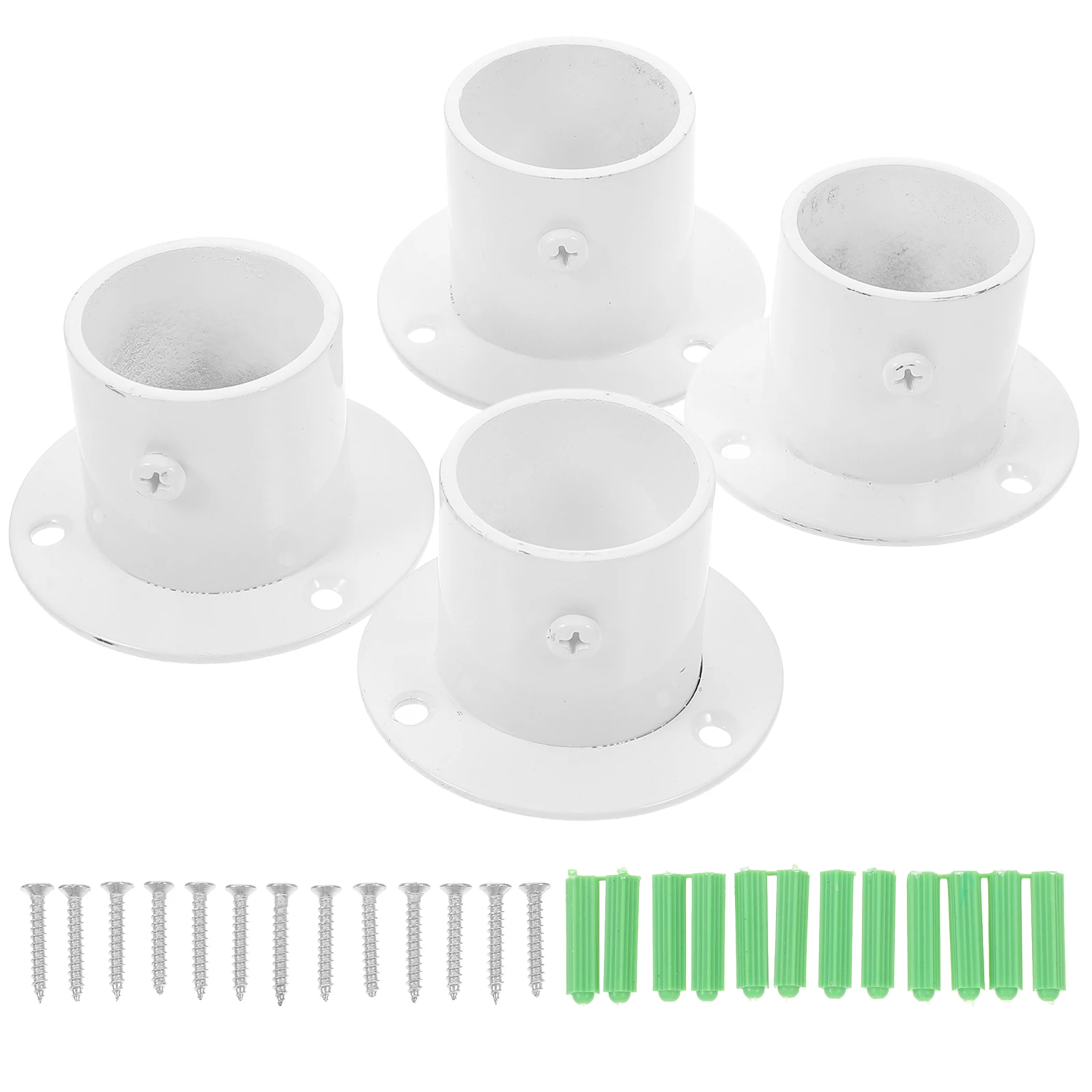 

4pcs Stainless Steel Shower Curtain Rod Bracket Holder Closet Pole Socket Heavy Duty Wardrobe Flange End Supports Cloth