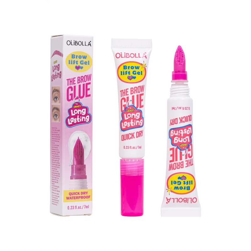 Gel de sobrancelha transparente com pente de estilo embutido cria sobrancelhas penas naturais de aparência 3D à prova d'água e à prova de manchas, retenção de longa duração