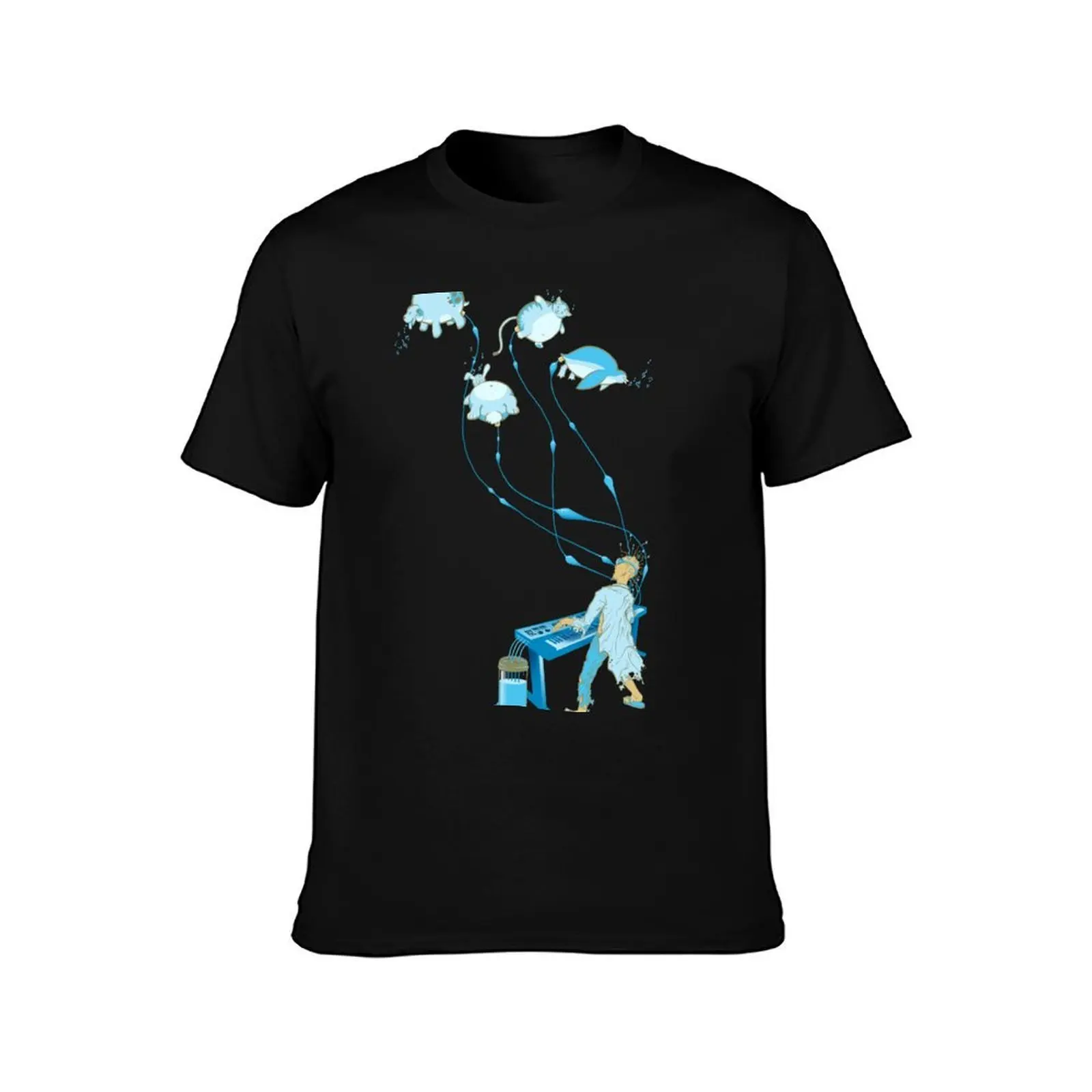 Mad Animal Pianist - Remastered Digital Illustration T-Shirt Large Size Loose Casual Tee T-Shirt