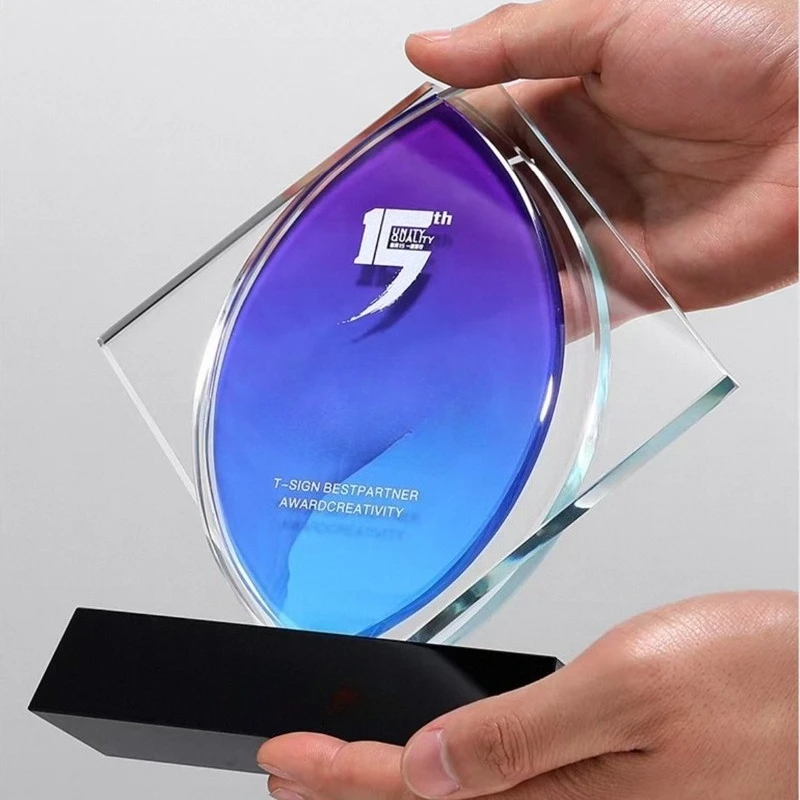 Customized Color Printing Crystal Trophy, Company Annual Meeting Competition, Creative Send Friends Award School Graduation, 1Pc