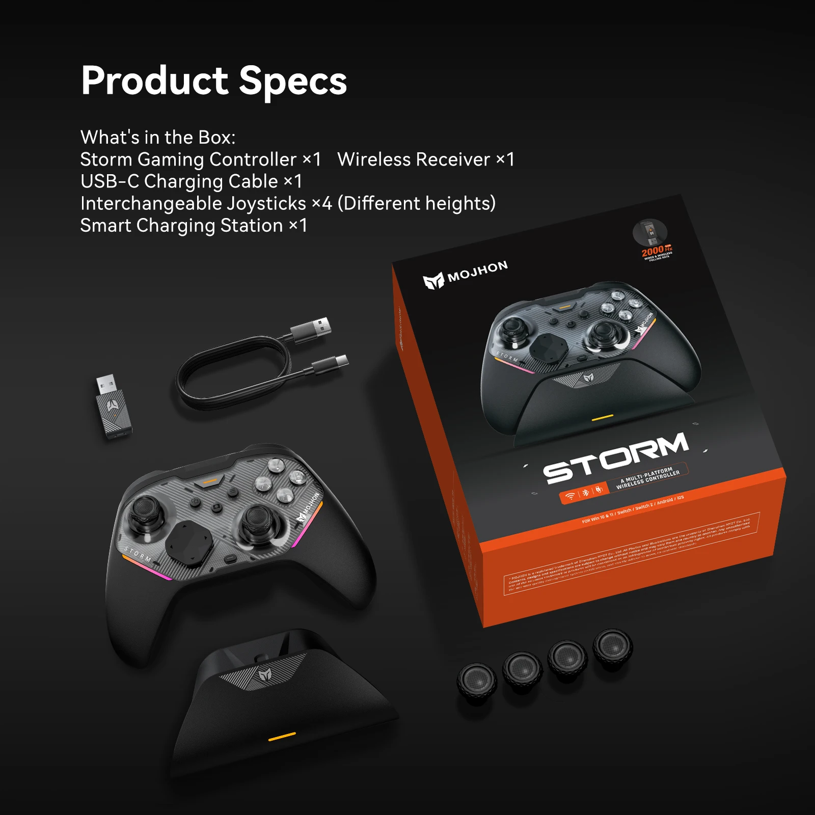 BIGBIG Won Gale 2 Storm Game Controllers support Wired, 2.4G, and