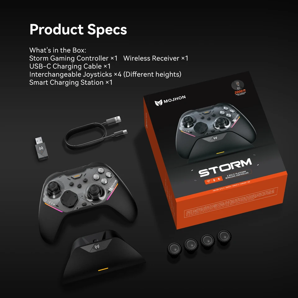 BIGBIG Won Gale 2 Storm Game Controllers support Wired, 2.4G, and