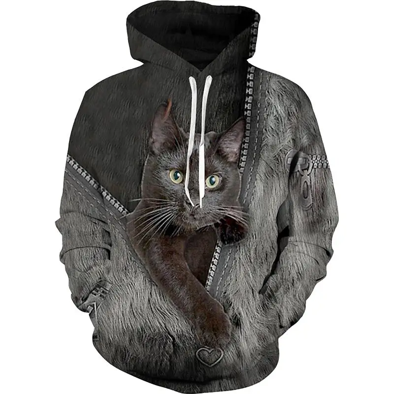 3D Print Cute Cat Hoodie For Men Women Long Sleeve Casual Pullover Graphic Sweatshirts Oversized Tracksuit Men Streetwear