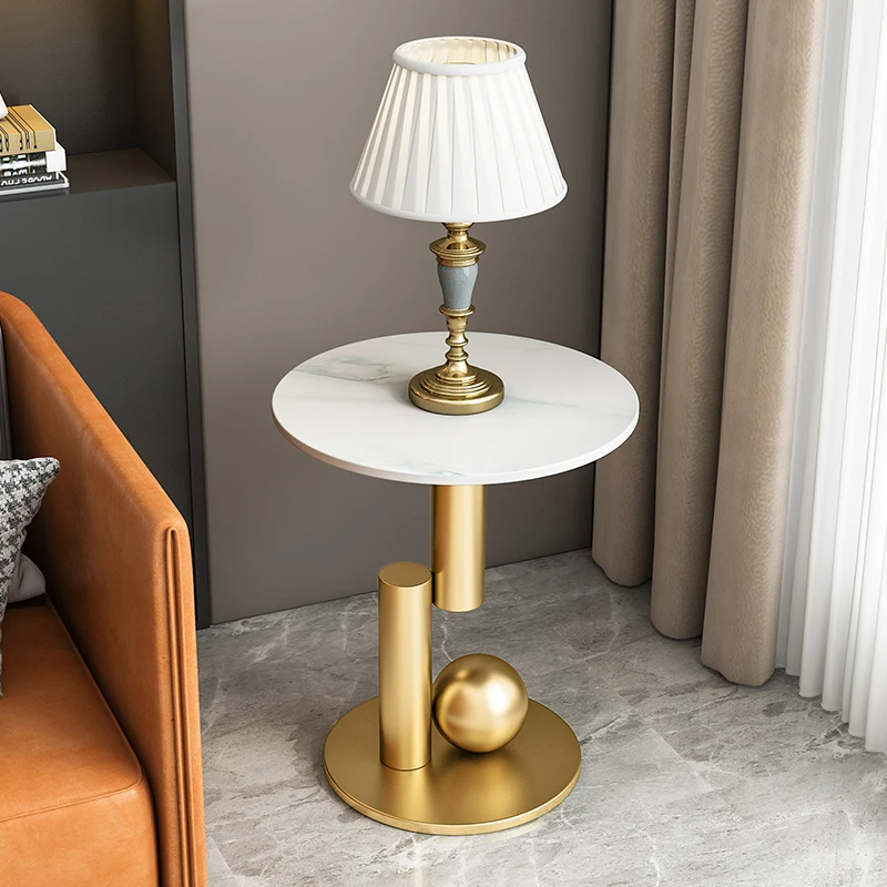 

Modern round sintered stone coffee table, durable multi-functional and compact design of villa living room