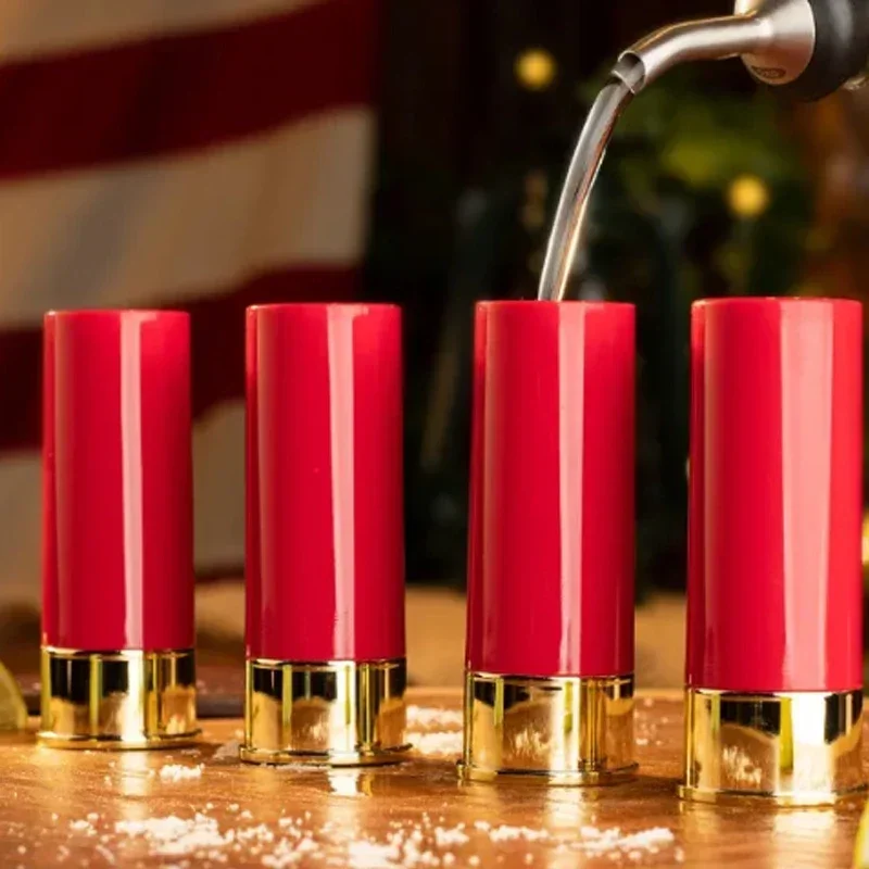 4PCS/Set 6oz Shot PlasticDrinking Cup Creative High Quality Plastic Shotgun Bullet Shape Water Wine Plastic Party Drinkware Gift