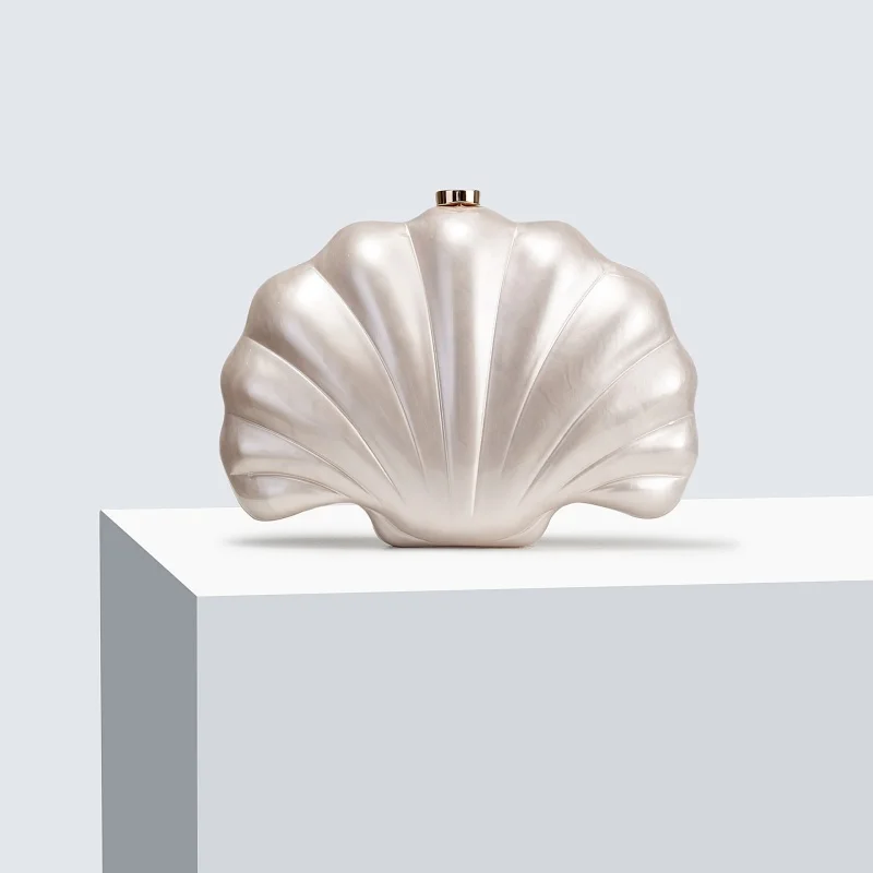 

Ladies' new one shoulder diagonal cross bag, shaped shell acrylic bag, fashionable evening handbag