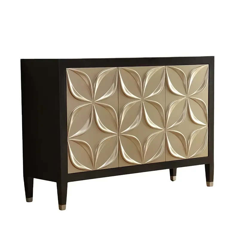 3D Engraved Luxury Entrance Cabinet for Living Room Corridor Partition Table Decorative Storage Unit Exquisite Custom Design
