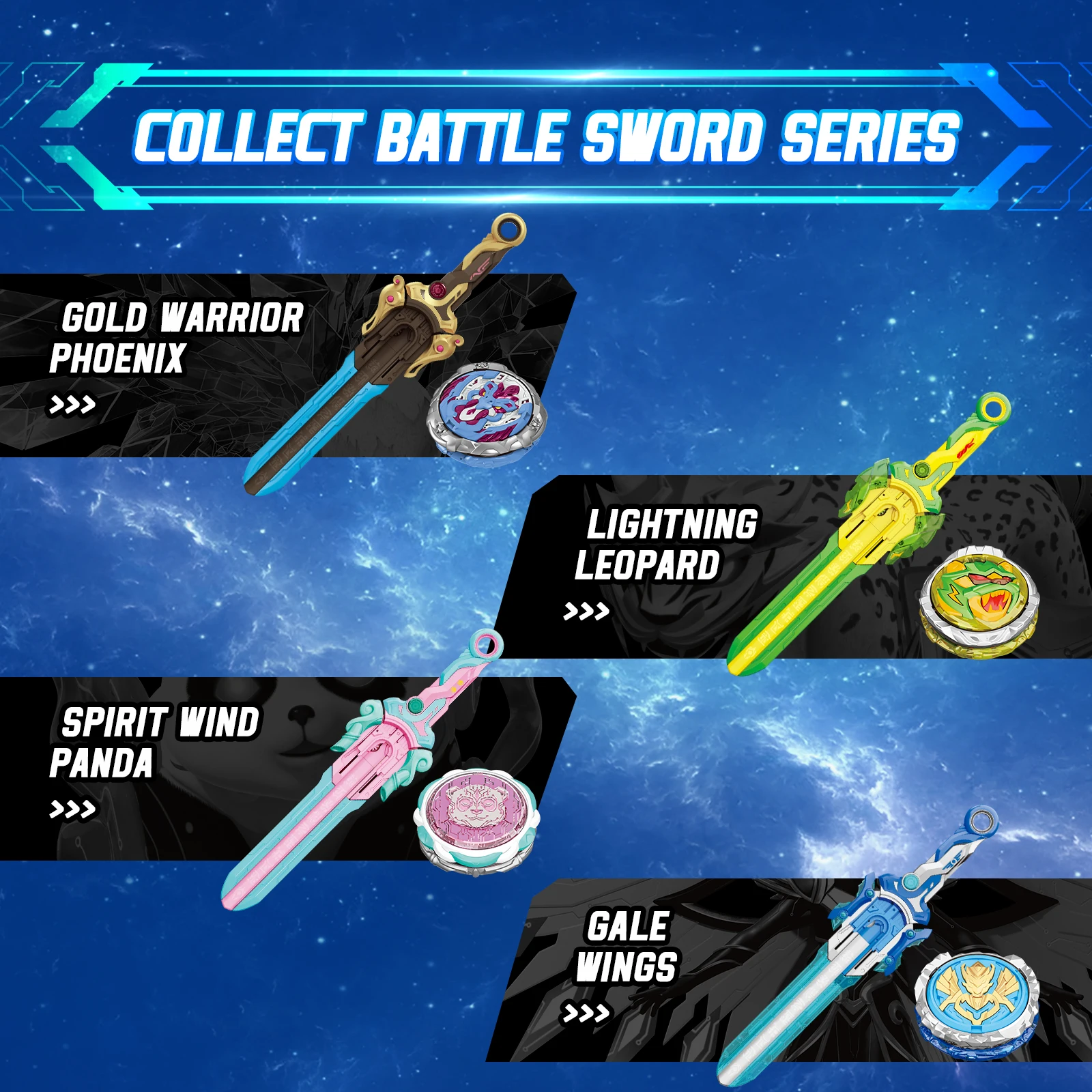 Infinity Nado 6 Power Pack - Spirit Wind Panda Upgraded Metal Spinning Top Gyro ,39cm Sword Launcher Kid Toy Birthday Gift