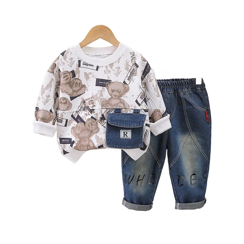 2024 Fall Baby Boys Designer Luxury Clothes Christmans Outfits for Boy Cartoon Pullover Long Sleeve Hoodies and Pants Kids Set