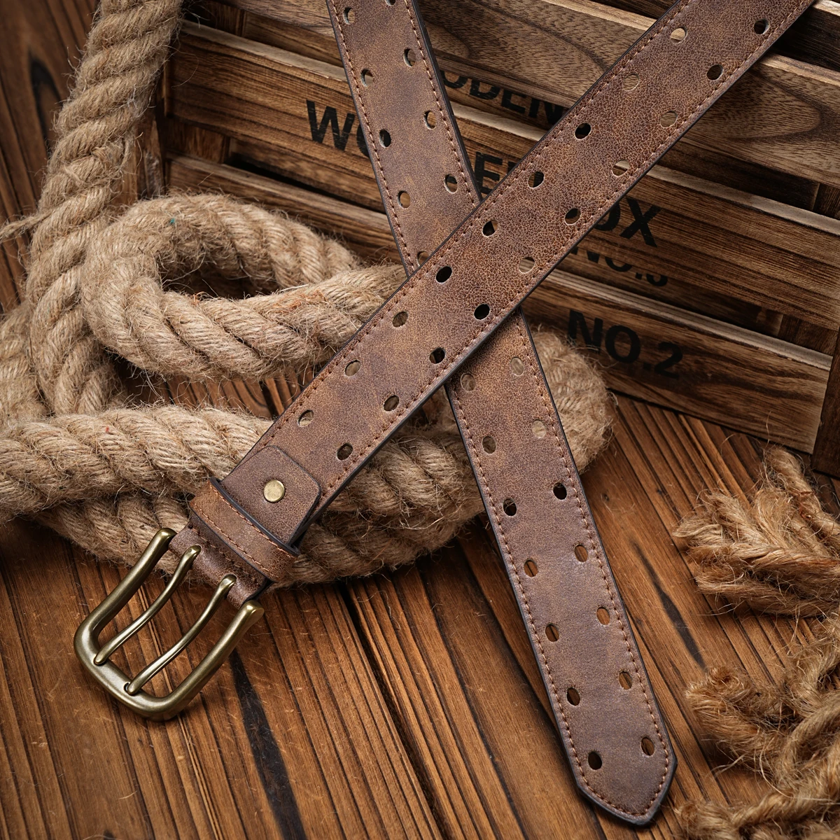 Ein lässiger Retro-Gürtel im Western-Stil für Herren und Damen! PU-Ledergürtel mit Metallschnalle, geeignet für den täglichen Arbeitsgebrauch – Detail 2