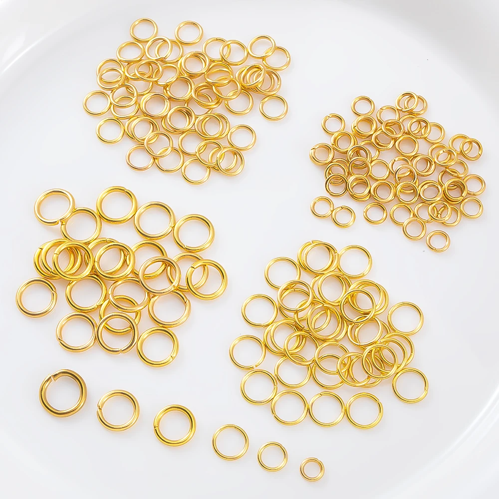 

100pcs/lot 3/4/5/6/7/8/10mm Stainless Steel Gold Plated Jump Ring Connector for Diy Jewelry Making Accessories Wholesale Crafts