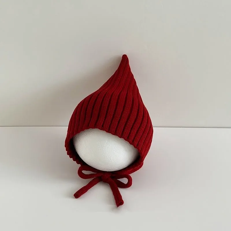 0-24M Baby Beanie Neugeborenen Elf Hut Frühling Herbst Gestrickte Winddicht Warme Earflap Kappe Mit Pom Pom – Detail 16