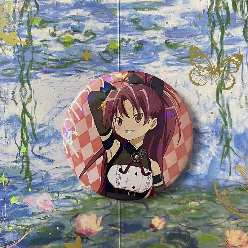 58mm novo anime puella magi madoka magica pinos broche figura homura miki sayaka broches cosplay crachá mochila jóias para meninas