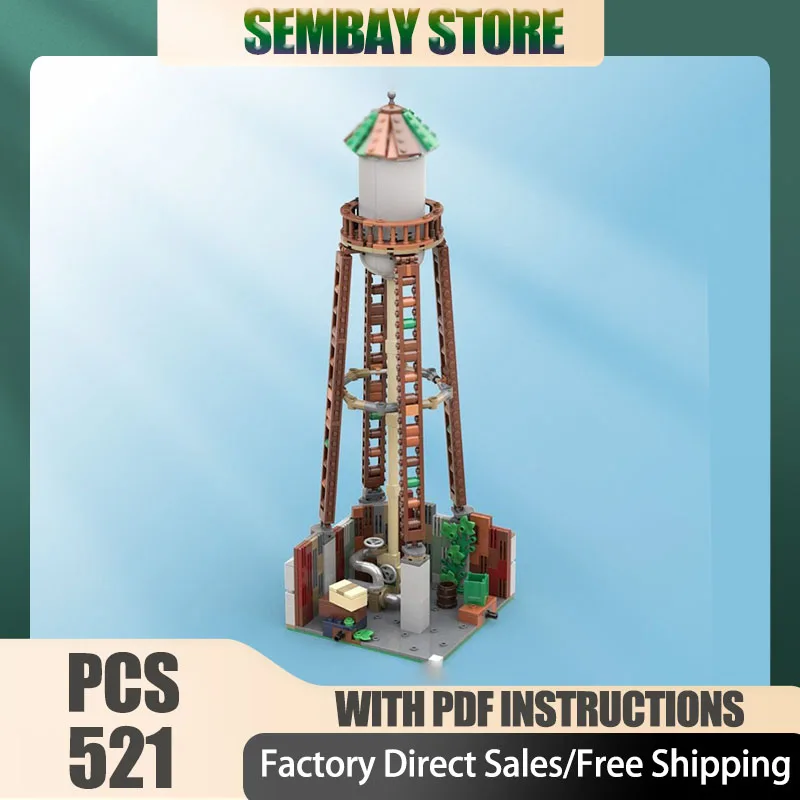 

Modular City Building Moc Building Bricks Modular Small Town Water Tower Technology Blocks Christmas DIY Toy Construction Gifts