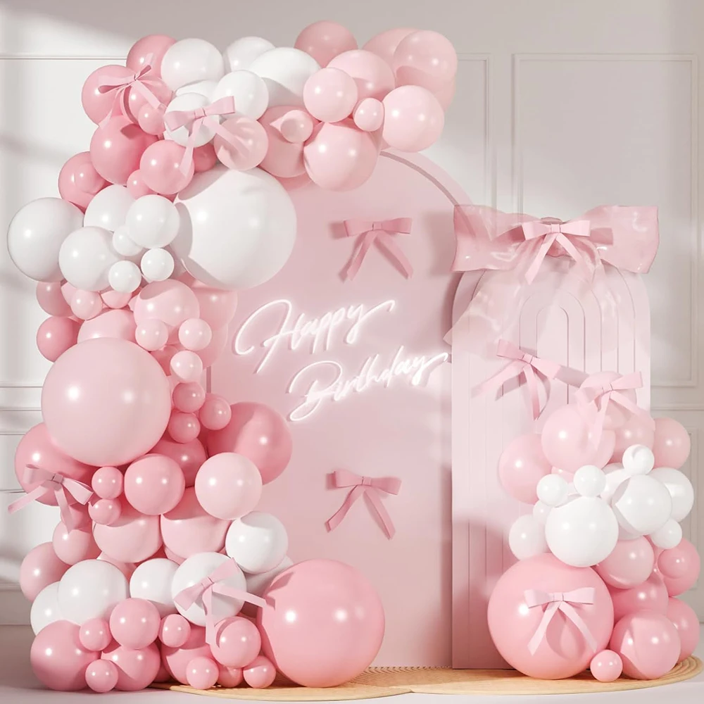 Guirlande de ballons rose Pastel, Kit en arc de ballons blanc et rose, décoration pour anniversaire de mariage, réception-cadeau pour mariée, réception-cadeau pour bébé, fête d'anniversaire