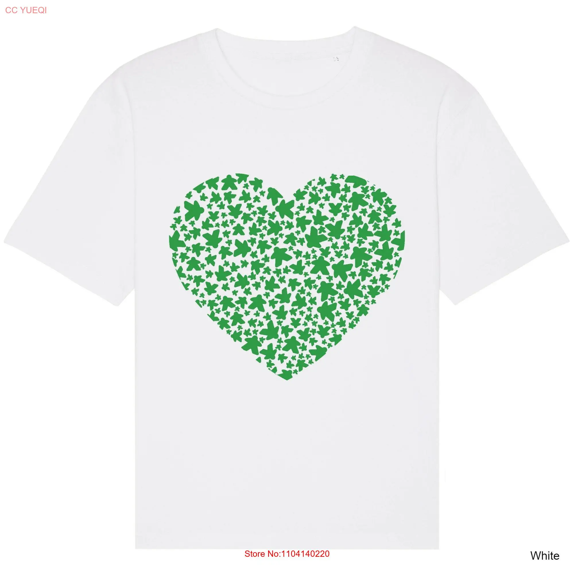 Green Heart Meeple T Shirt Board Games Art Tabletop Gaming Geek Dice Unique Black Funny Top Gamer Cool Valentines