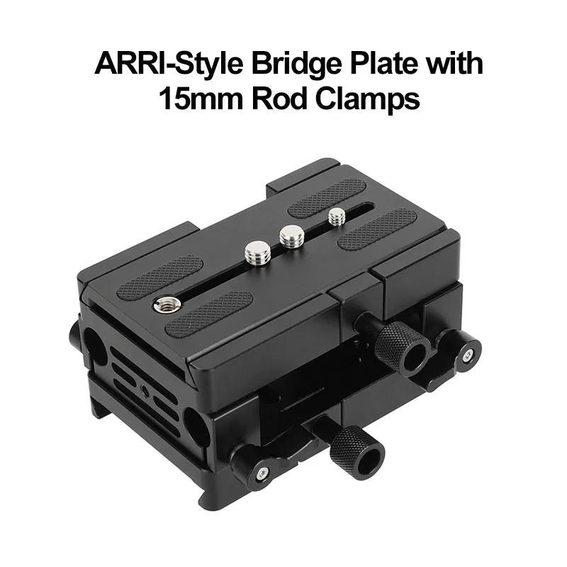 CAMVATE ARRI-Style Bridge Plate with 15mm Rod Clamps Use with Bottom Dovetail to Balance Camera