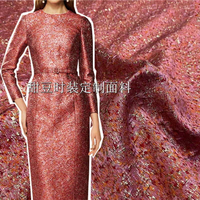 

Металлическая проволока, окрашенная в пряже жаккардовая парчовая ткань, красное, розовое платье, ветровка, пальто, модное шитье, оптовая продажа, материал, ткань на метр