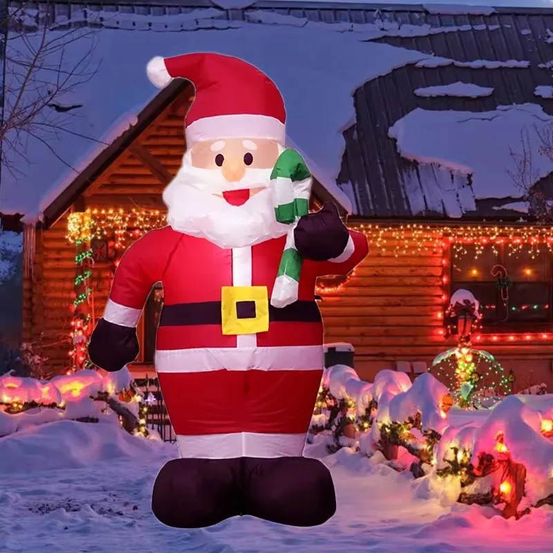 1.2M Luminous Christmas Inflatable Toys Crutch Santa Claus Indoor Xmas Toy Garden Party New Year Outdoor Festival Decoration