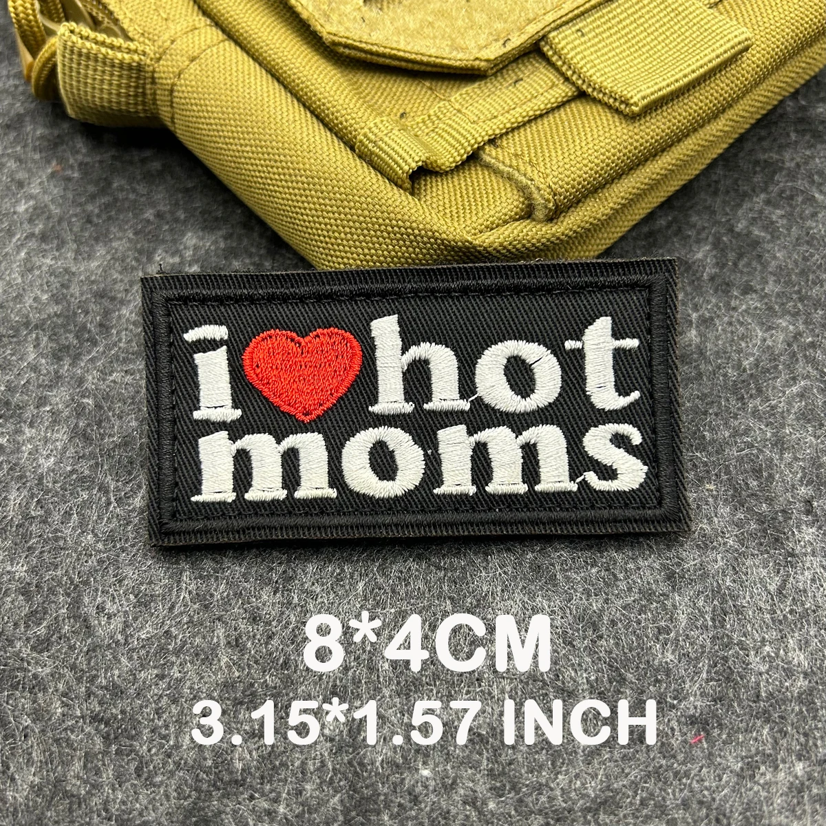 High Quality I Love Hot Moms Funny Humor Tactical Embroidered Patch Hook and Loop Fasteners Morale Badge for Jacket Backpack