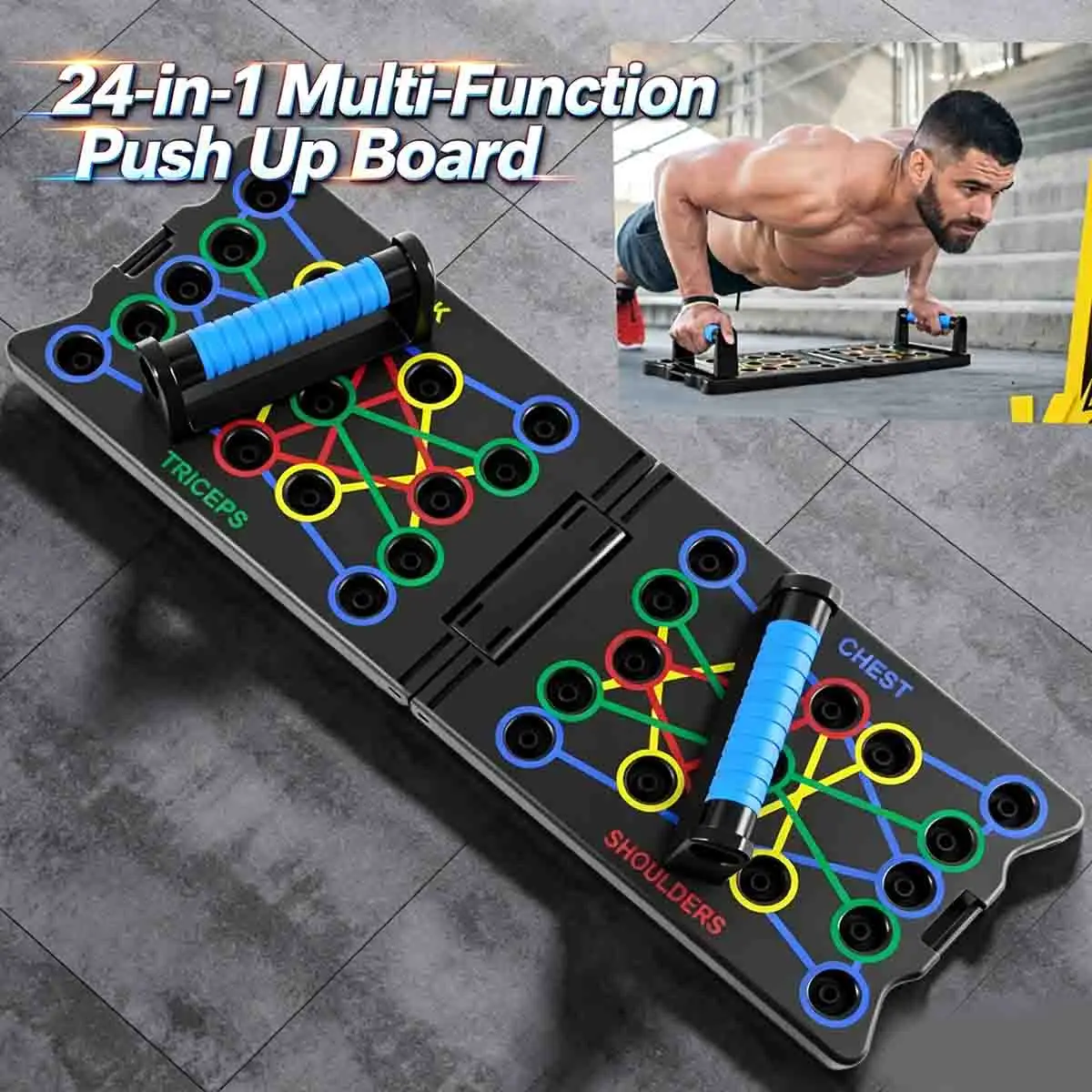 24-in-1 Multifunktions-Liegestützboard für Heimfitness mit Griffen und Seilen für Brust-, Schulter- und Trizeps-Training