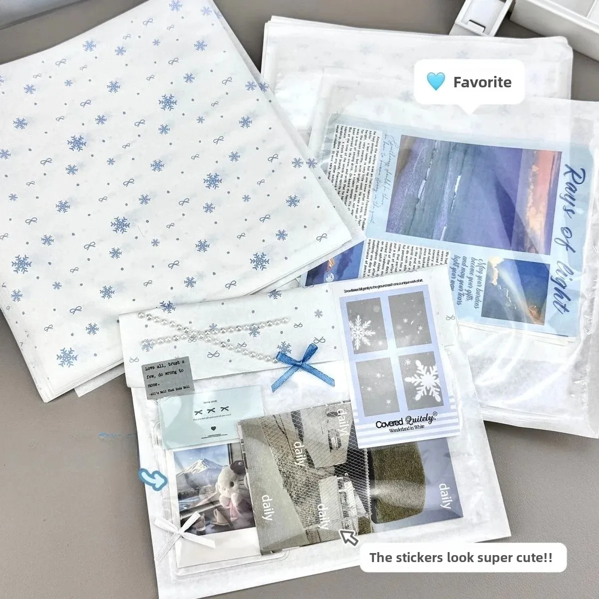 Snowflake Transparent Film Large Capacity Gift Bag Simple Card Packaging Decorative Paper Bag Semi-Transparent Film Bag