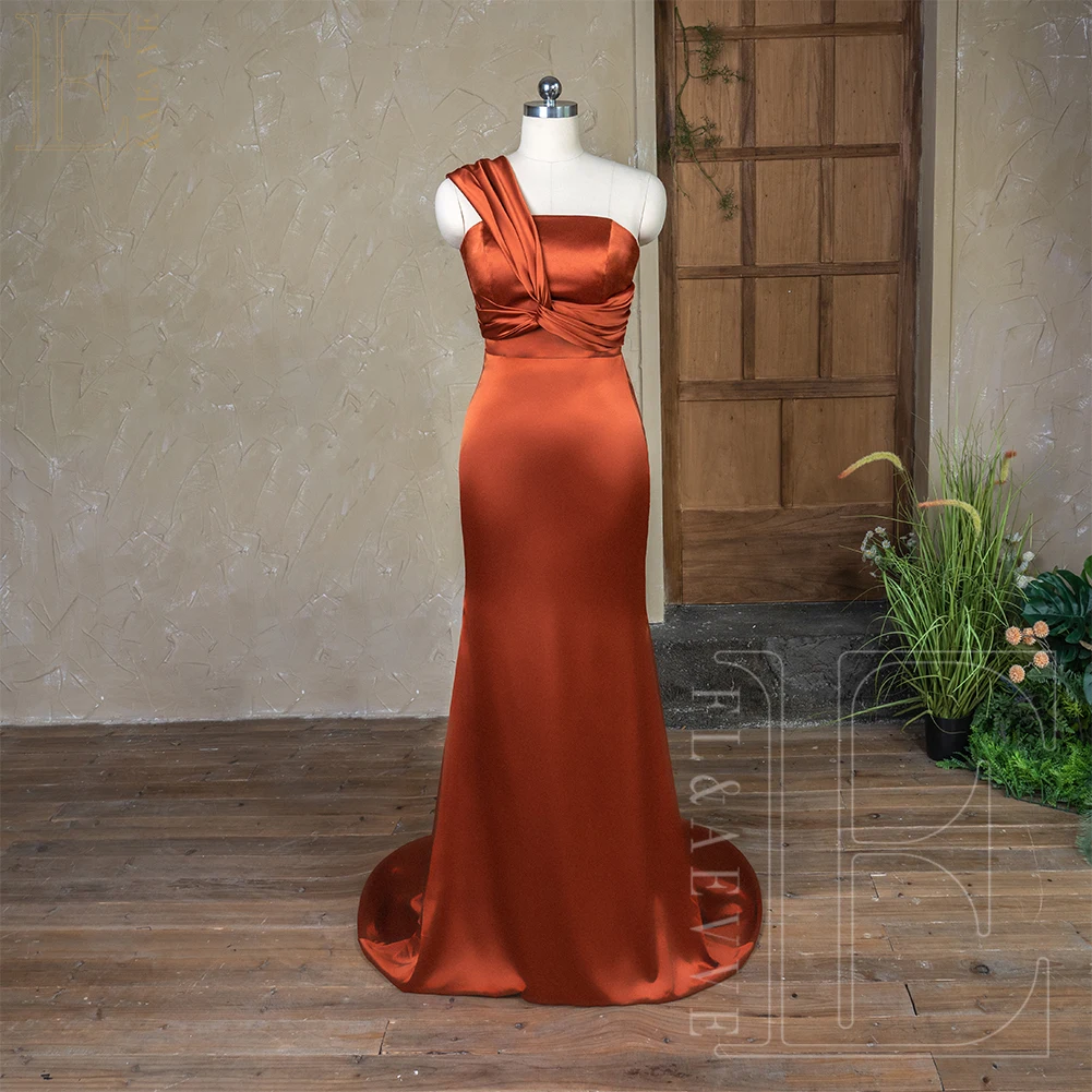 Burnt Orange Satin Bridesmaid Dresses One Shoulder Elegant Gowns for Weddings Guest Dresses for Women Weddings Party Dress Robe