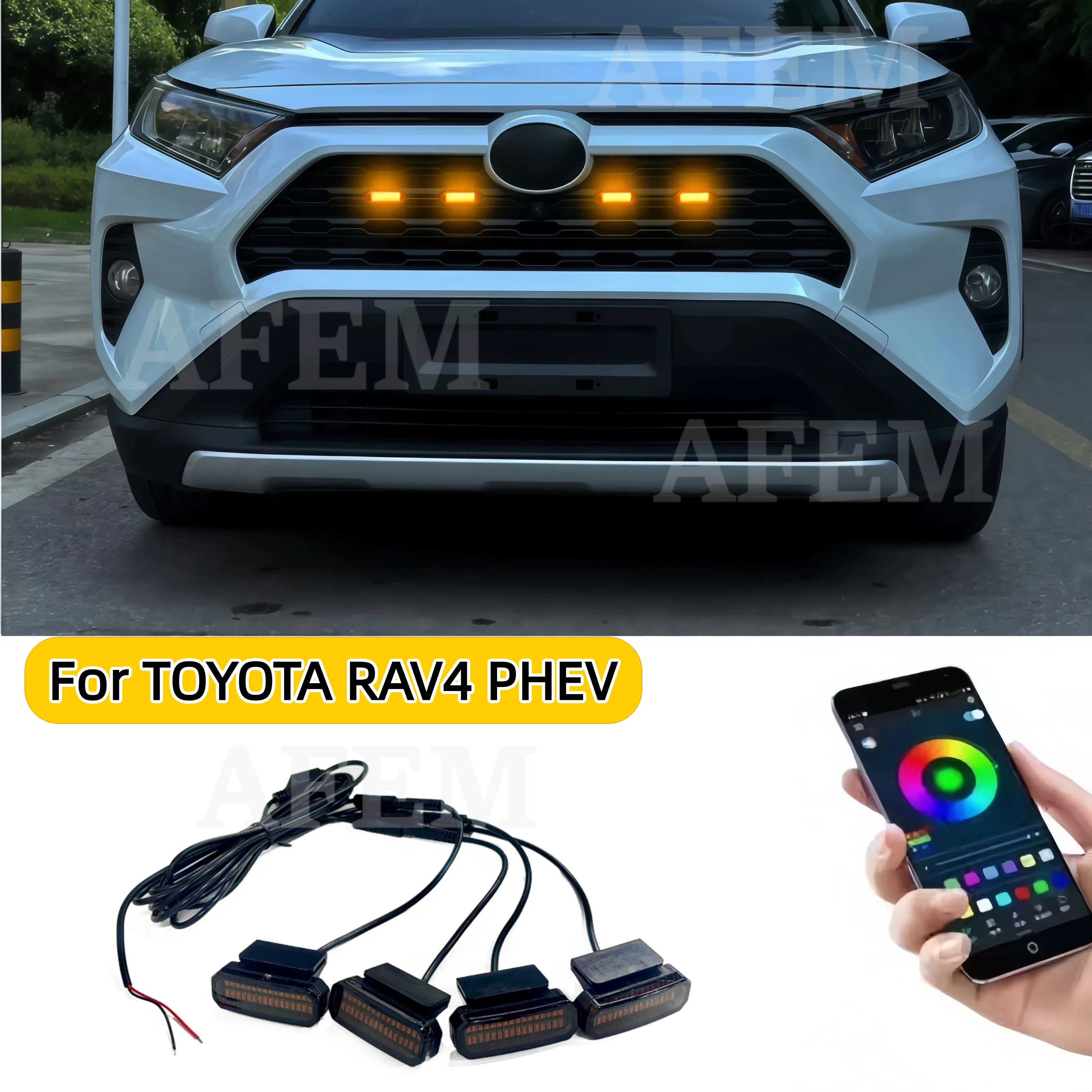 LED Front Grille Light For TOYOTA RAV4 PHEV Car Daytime Running Light Wheel Eyebrow Lamp For Pickup Offroad 12V