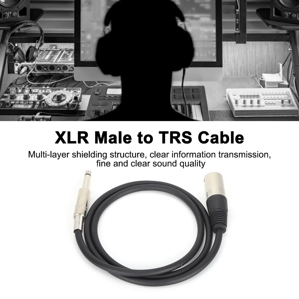 3PIN XLR Male to 1/4 Inch Male 6.35mm XLR Male to TRS Jack Microphone Line Plug and Play Balanced Audio Cable