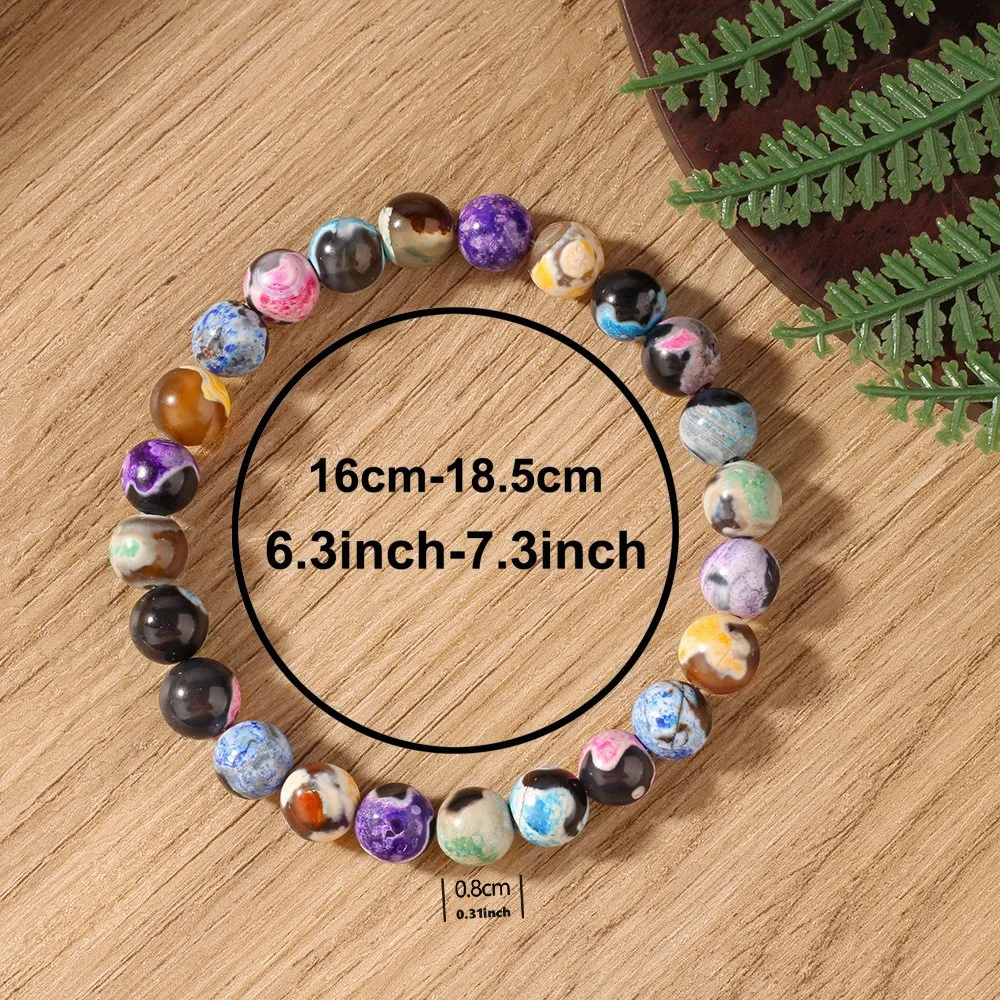 Colorful Natural Stone Bracelet For Women 8MM Beads Elastic Chain Wrap Bangle Female Bohemia Party Jewelry Accessories