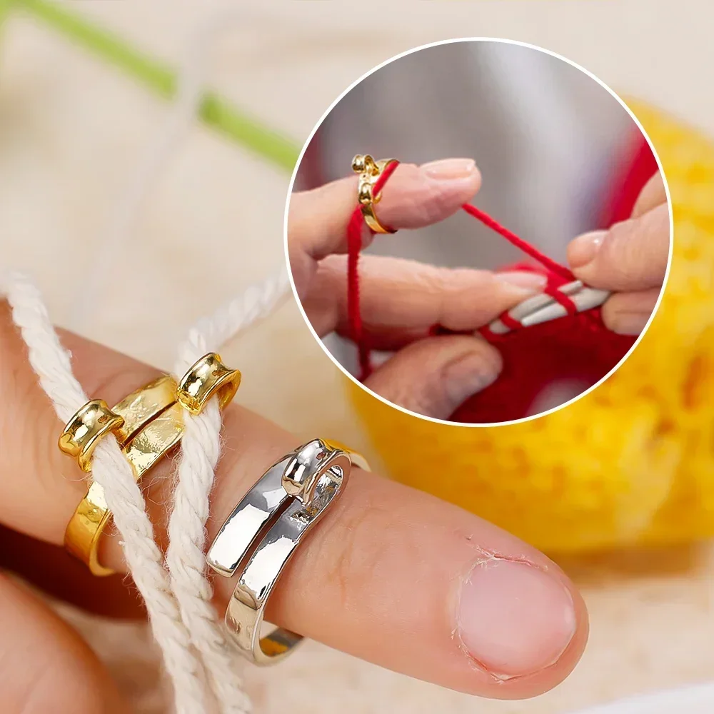 4/1pcs Adjustable Knitting Crochet Loop Rings DIY Yarn Guide Finger Faster Holder Open Fingering Crocheters Tool Sewing Supplies