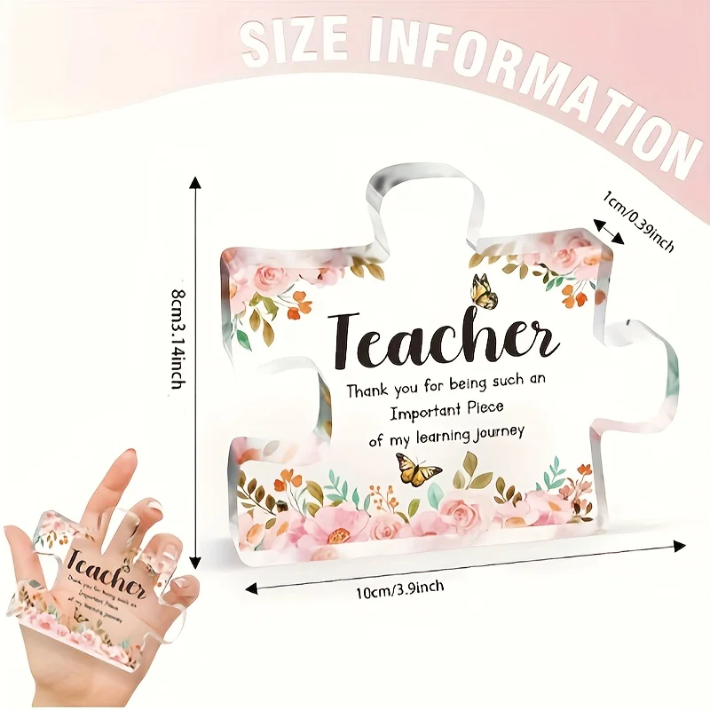 1pc,Teachers Gifts - Puzzle Shaped Acrylic Plaque, Thank You Teacher Gifts Women, Personalised Teacher Gifts,