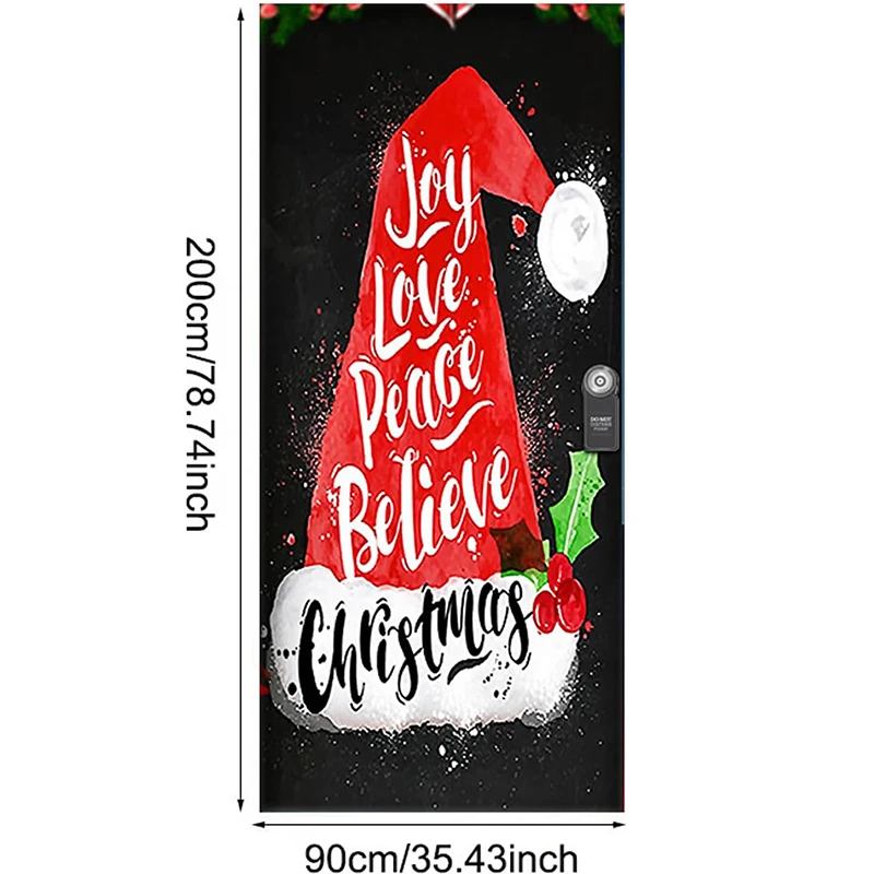 Christmas Front Door Decoration, Xmas Door Canopy Hanging, Door Cover Porch Sign Banner, Door Frame Tapestry Backdrop Fabric view 2