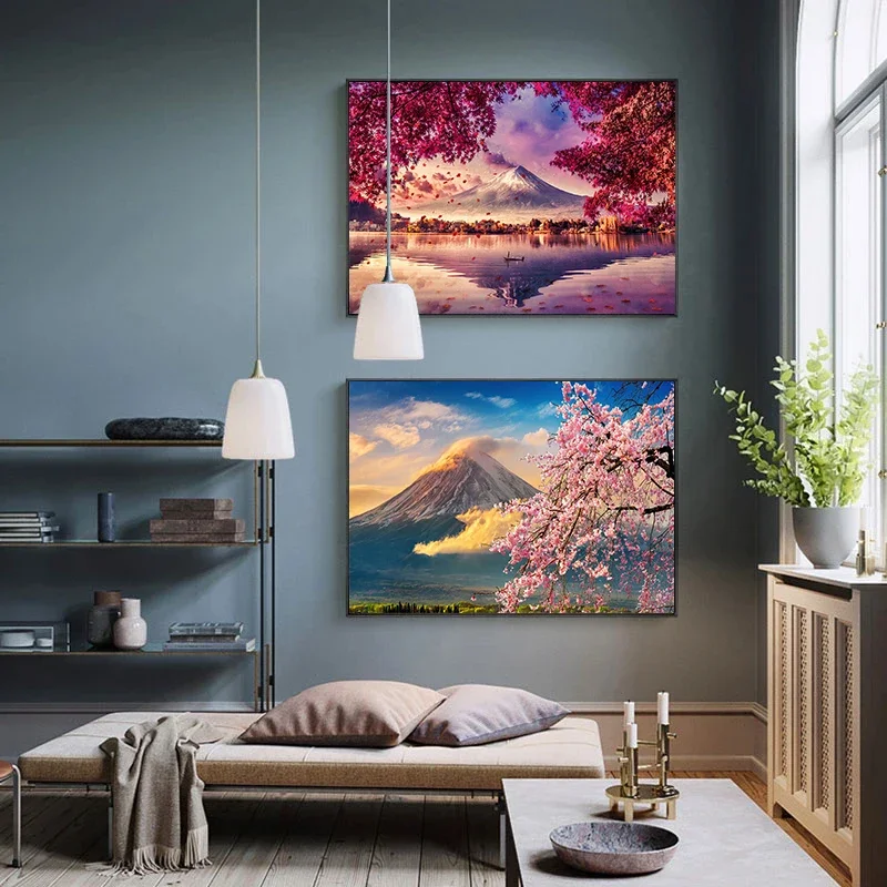 Volcano Eruption Fujiyama Canvas Poster Natural Landscape Magma Wall Art Pictures for Living Room Bedroom Modern Home Decor