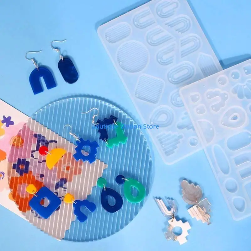 

Y55F Resin Earring Mold DIY Crystal Epoxy Mold Stripe Homemade Jewelry Silicone