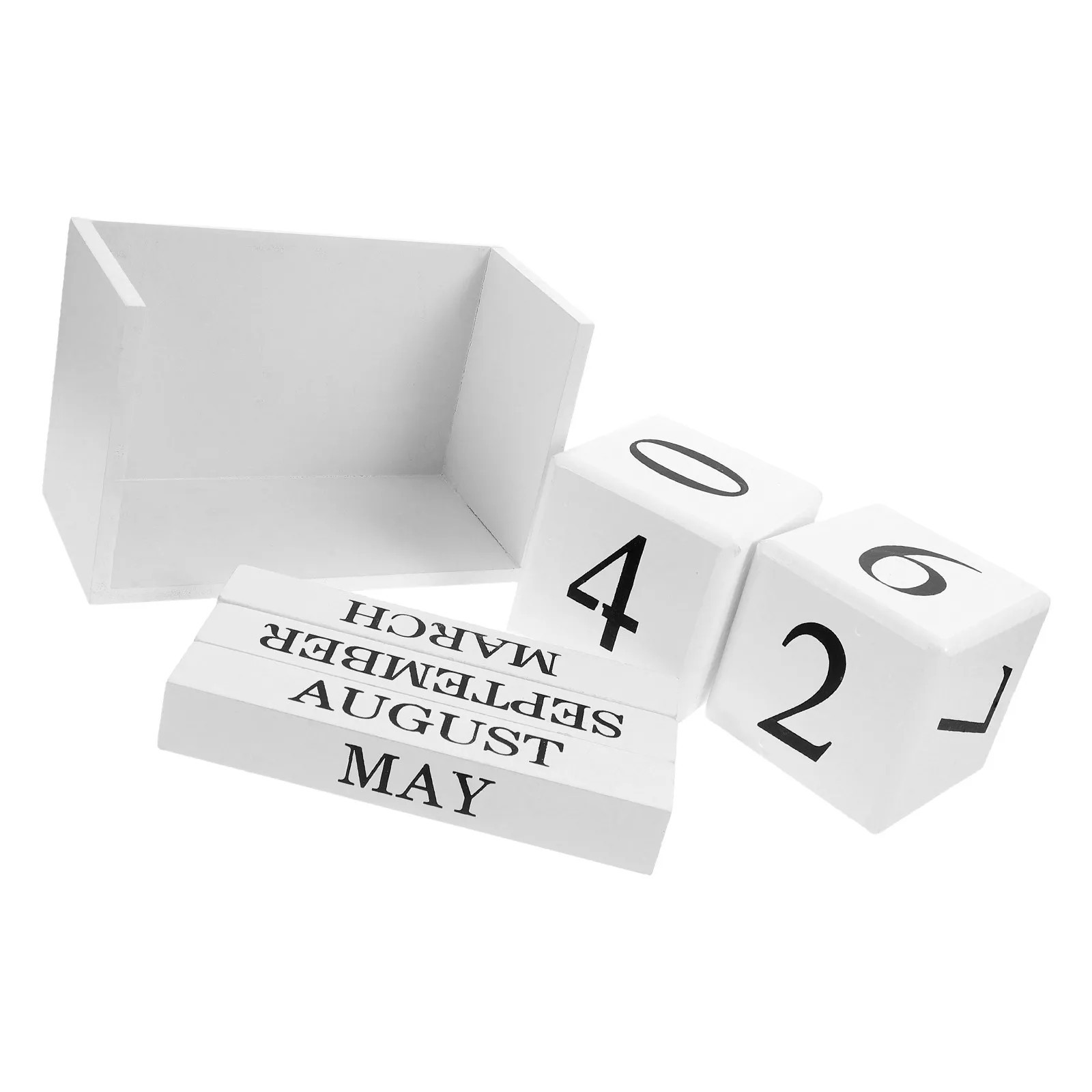

European Perpetual Desk Calendar Wooden Block Design Adjustable Date Month Aesthetic Office Decor Home Decoration Vintage Style