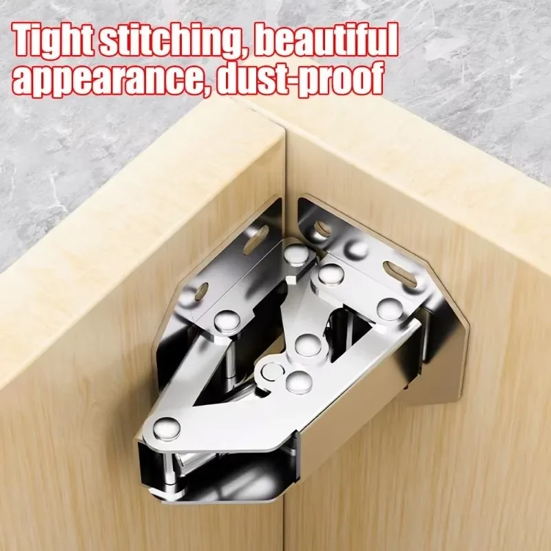 2/12PCS 90 Degree Cabinet Hinges No-Drilling Hole Cupboard Door Hydraulic Hinges Silver Furniture Door Buffer Hardware Accessory