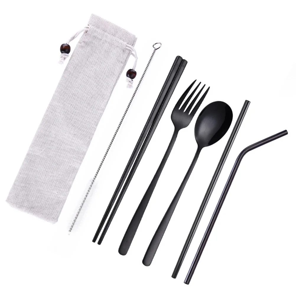 

1Set Stainless Steel Tableware Set Corrosion Resistant Portable Cutlery for Travel Camping Home Portable Tableware Set