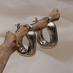 Foxanry Minimalist Silver Color Wedding Earrings for Women Couples New Fashion Vintage Geometric Handmade Ear Jewelry Gifts
