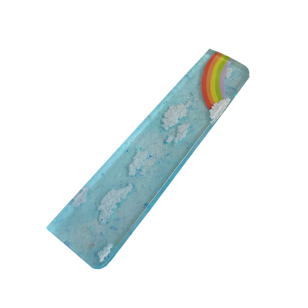 Wrist Rest Resin Backlit Hand Tray Ergonomic Mechanical Keyboard Wrist Pad Length Customized Handcrafted Cloud Rainbow Wrist Pad