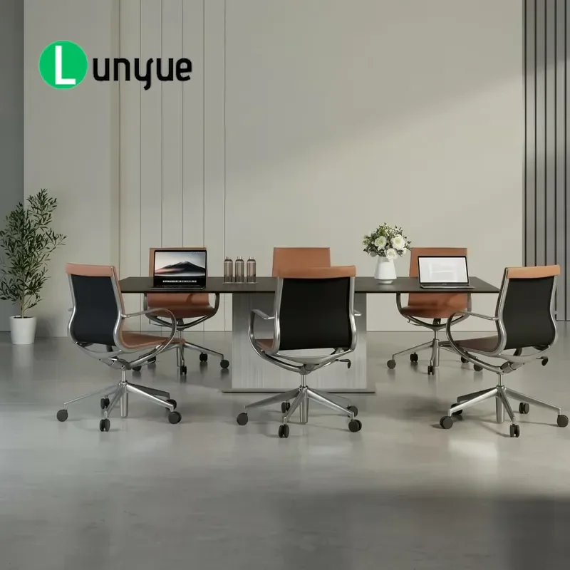 Steel Frame Conference Table 4-6 Seats Small Medium Meeting Desk Office Furniture for Business Room Durable Modern Design